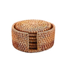 6 Pcs Coasters Teapot Pad Cup Holder Wicker Boho Heat Rattan Weave Kitchen Table 1.9*3.9*3.1in