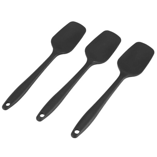 3 Pcs Silicone Spatula Black High Resistant Rubber Spatula Cooking Baking Kitchen Spatula 2