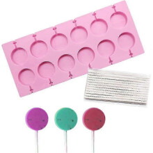 25Pcs/Pack Lolly Sticks Included Round Silicone Lollipop Molds for Candy Chocolate