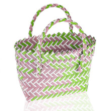 Colored Woven Basket Beach Bag Reusable Grocery Shopping Bag Tote Bag 28.00X23.00X9.00CM