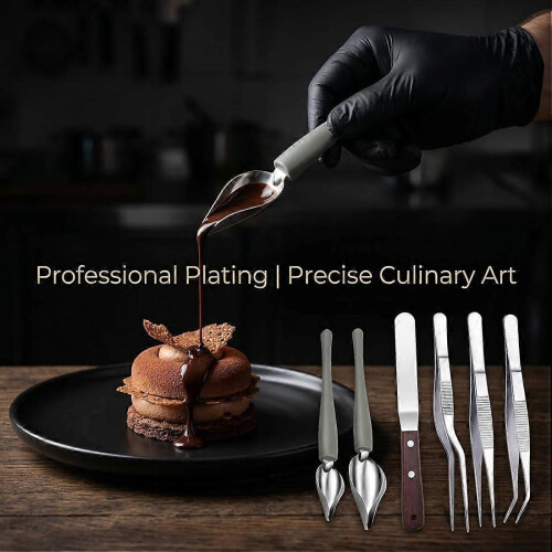 12 Pcs Chef Plating Tools Plating Drizzle Spoons Cooking Tweezers Stainless Stee Kitchen Art 2