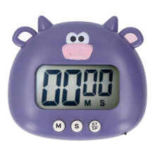 Digital Kitchen Timer Countup Cartoon Animal Sound Flash Alert Easy Stand Cooking Purple Cow