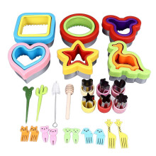 26PCS Cutter Sealer Set Stainless Steel Bread Cookie Fruit Shapes Molds Forks Stick Brush Baking