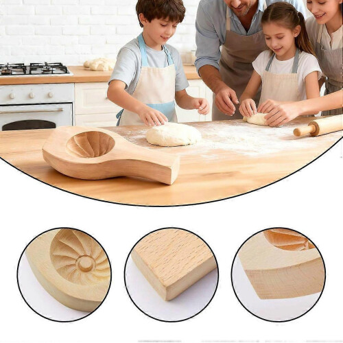 Wooden Steamed Bun Dumpling Pasta Molds, Baozi Maker, Handmade Mooncake Molds Kitchenware 2