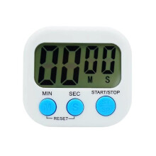 Lot de 2 minuteurs numériques de cuisine avec affichage LCD magnétique, alarme et support (blanc).