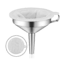 5-Inch Stainless Steel Funnel 200 Mesh Filter - Food Grade Kitchen Funnel Oil, - Metal Funnel 0812