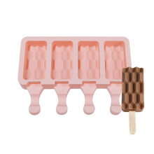 4 Cavities Brick Mold Silicone Ice Cream Molds Dessert Juice Ice-Pop Mould Kids Kitchen Pink
