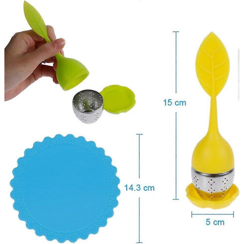 5PCS Tea Infuser Set Silicone Diffuser Tea Ball Stainless Steel Tea Filter Tea Saucers,2024 Ping 1