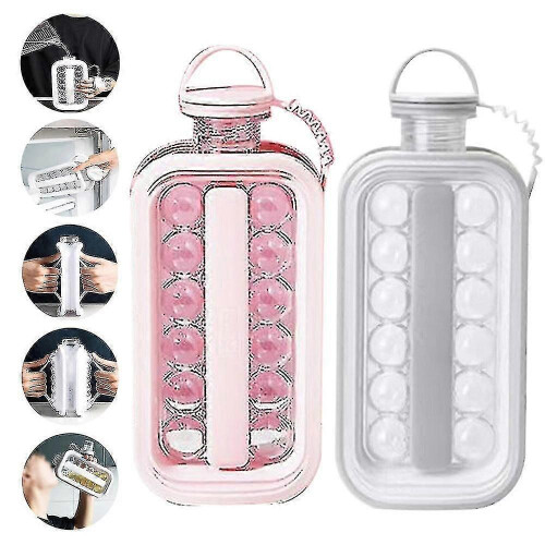 Ice Cube Molds 2 In 1 Portable Ice Cube Trays Ice Ball Maker Kettle Pink 1