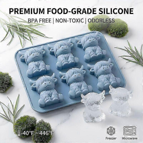 Mini Highland Cow Ice Cube Mold-6 rows 1