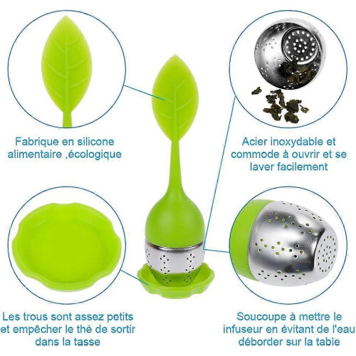 5PCS Tea Infuser Set Silicone Diffuser Tea Ball Stainless Steel Tea Filter Tea Saucers,2024 Ping 2