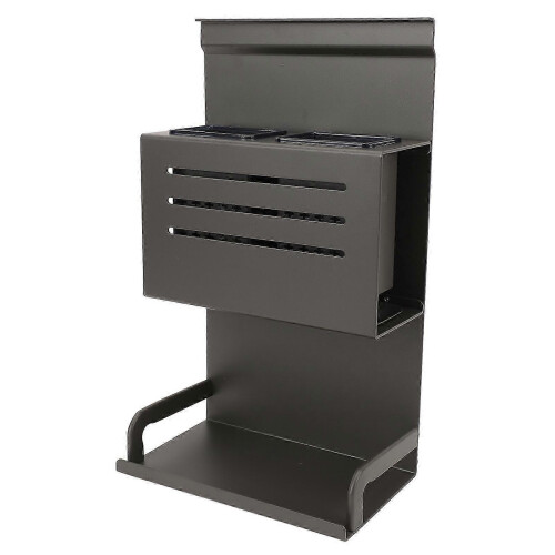 Wall Mount Utensil Rack 20x35cm Grey Aluminum Organizer