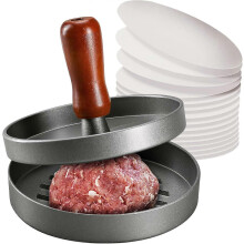 Burger Press Patty Maker Stainless Steel Patty Press Mold Wood Handle Non Stick 100 Patty Papers