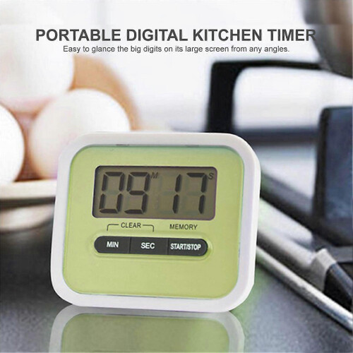 100-Minute Digital Kitchen Timer Loud Alarm Large LCD Display Count Up Timers Back Stand Clip Time 1