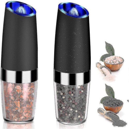 2 Pcs Gravity Electric Salt And Pepper Grinder Set, Battery Salt Pepper Mill