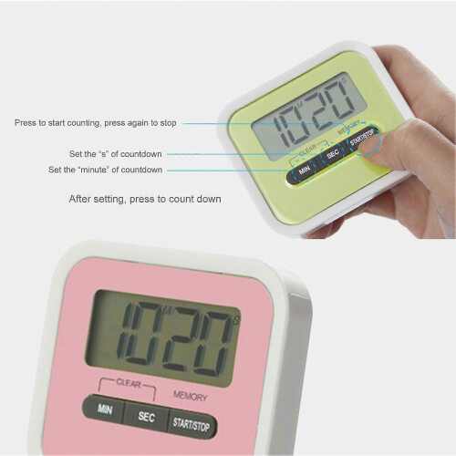 100-Minute Digital Kitchen Timer Loud Alarm Large LCD Display Count Up Timers Back Stand Clip Time 2