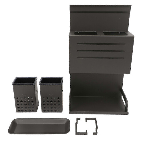 Wall Mount Utensil Rack 20x35cm Grey Aluminum Organizer 2