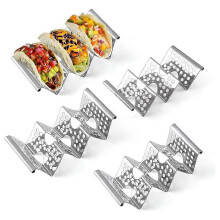 3 Pcs Taco Holders, Stainless Steel Taco Holder, Each Can Hold 3 Fits Air Fryer Oven Kitchen Silver