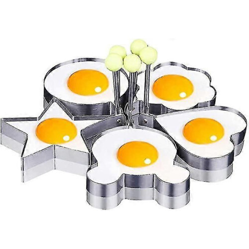 5 Shapes Fried Egg Mold Egg Rings Handle Stainless Steel Pancake Mold Fried Egg Mold Egg PXCL
