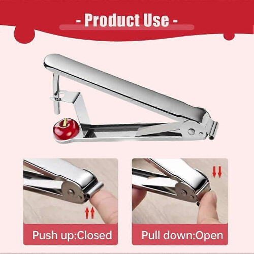 3PCS Cherry Pitter Remover Stainless Steel Corer Pitter Tool, Cherry Seed Multi Fruit Pit Silver 1