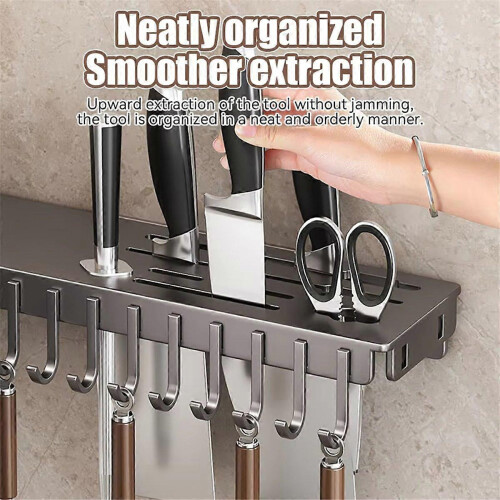 Wall-Mounted Multi-Functional Knife Holder - Folding Shelf for Kitchen, Includes Chopsticks Tube and 2