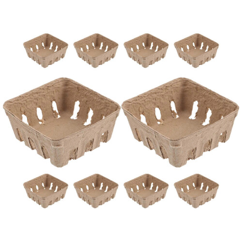 10 Stück Beerenkorb-Papiertablett Haushalts-Snackbehälter Gemüseverpackungshalter