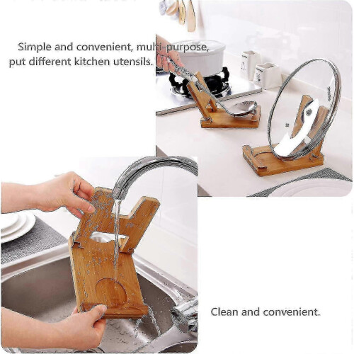 Pot Lid Holder Bamboo Pot Lid Holder Foldable Lid Rack Kitchen Utensil Rack 2