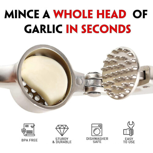 premium Garlic Press, Garlic Mincer, Easy Squeeze Clean, Rust Proof & Safe, Ginger Crusher- Silv PXC 2