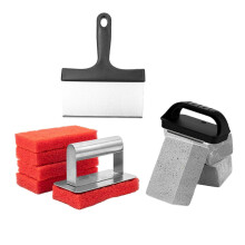 11Pcs Griddle Kit Grill Cleaner Tool Set 2 Handles 1 Scraper 3 Stones 5 Brushes Deep Grill Acce