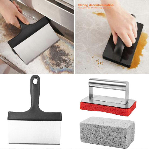 11Pcs Griddle Kit Grill Cleaner Tool Set 2 Handles 1 Scraper 3 Stones 5 Brushes Deep Grill Acce 2