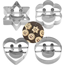 cuchillos de acero inoxidable con forma de carita sonriente para galletas, moldes de metal para cortar galletas, pasteles y repostería, 2024 Ping