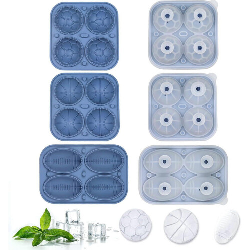 Silicone Ice Cube Mold, Ice Cube Tray Lid, Ice Ball Ice Cube, 3 Packs Large Ice Cube Tray (Blue)