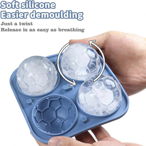 Silicone Ice Cube Mold, Ice Cube Tray Lid, Ice Ball Ice Cube, 3 Packs Large Ice Cube Tray (Blue) 2