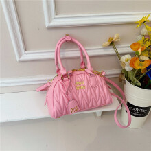 (Pink) Sweet pleated mini pillow bag