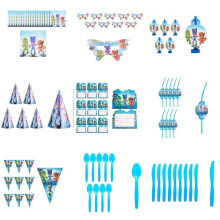 (10x Straws)Pjmask Kids Birthday Party Supplies Tableware Decoration Plates Cups Cartoon