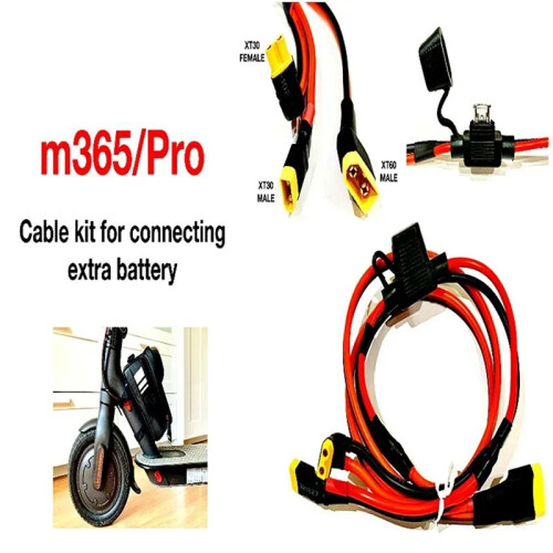 36V 48V Battery Expansion Cable Kit Compatible with  M365 Pro Includes XT30 & XT60 Connectors  Fuse 2