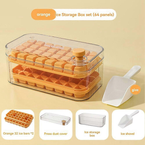 Ice Storage Box Mold Ice Maker Artifact Large Capacity Ice Maker Ice Tray Ice Box Storage Box Orange 1
