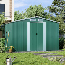 6x8 FT Large Metal Garden Tool Storage Shed, Dark Green