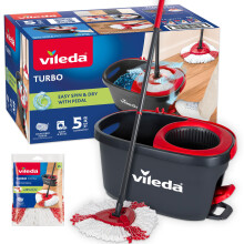 Vileda Turbo 2in1 Spin Mop & Bucket Set with Foot Pedal and Extra Refill