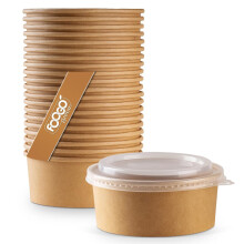 FOOGO Green 1000Pcs 750ml 26oz Kraft Salad Bowls with Lids