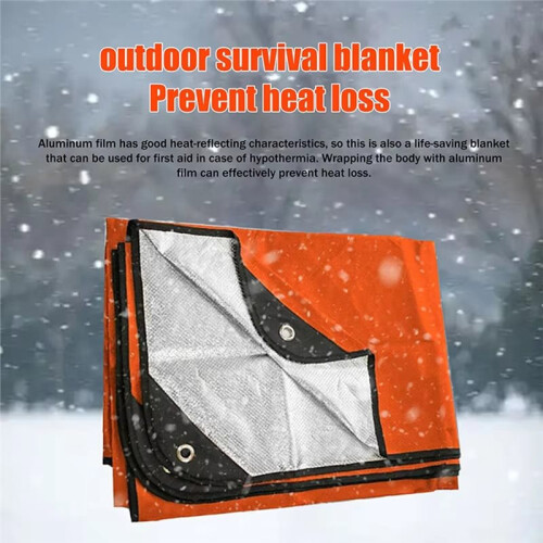 Outdoor Multi-Function Emergency Blanket PE Survival Camping Insulated Emergency Use Portable Compact Foldable Orange 1