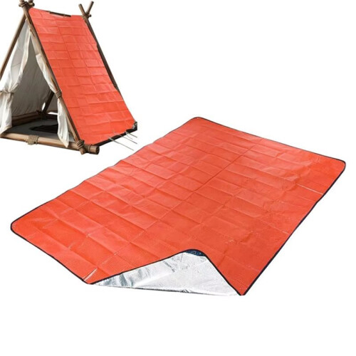 Outdoor Multi-Function Emergency Blanket PE Survival Camping Insulated Emergency Use Portable Compact Foldable Orange 2