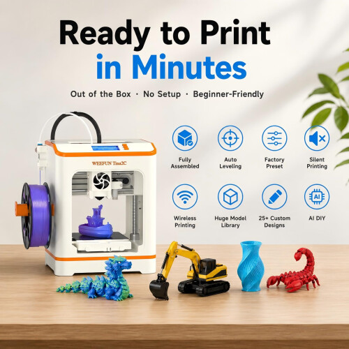 Weefun TINA2C 3D Printer for Beginners & Kids, Fully Assembled, Easy to Use 1