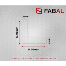 Fabal Aluminium ANGLE Bar - 90 Equal Corner Mill Finish MULTIPLE SIZES (20mm x 20mm x 2mm) 6063-T6 High-Grade Aluminium Alloy – Corrosion-Resistan