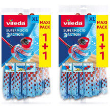 4 x Vileda Supermocio 3 Action Microfibre Mop Head Replacement Refill Blue