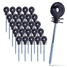 FENSMILE 25-Pack Electric Fence Screw-In Offset Ring Insulators, 15cm