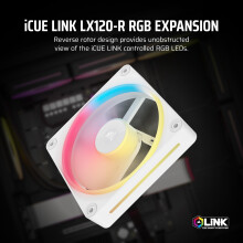 Corsair iCUE LINK LX120-R RGB 120mm PWM Reverse Fan – Single Fan – Low-Noise, Magnetic Dome Bearing, Dual Light Loops, QuikTurn Screws, Zero RP