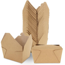 GBACHOOSE 100 Pack Kraft Food Takeaway Box, 13 10.6 6.5cm Disposable Kraft Snack Boxes, Cardboard Takeaway Boxes Leak Proof Design for Lunch On