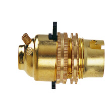 Dencon BC Brass 1/2" Switched Lampholder with Earth Safety Switch