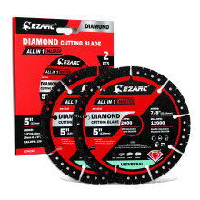 EZARC 125mm Diamond Cutting Discs, Multi-Purpose Angle Grinder Discs Indestructible Disc 2 Pack for Fast Smooth Cutting Metal Steel Cast Iron Ceramic